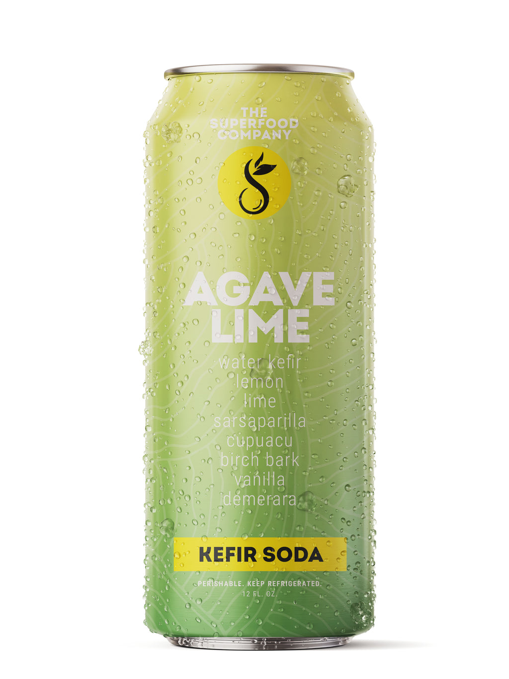8Pack of Agave Lime Kefir Soda The Superfood Company